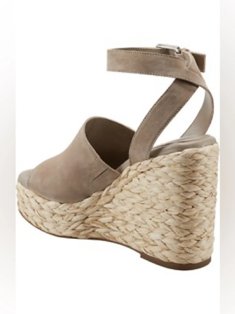Marc Fisher Taupe Suede Espadrille Ankle-Strap Wedge